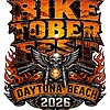 High-resolution biketoberfest daytona png featuring a vintage sunset chopper and skull graphic for custom apparel printing.