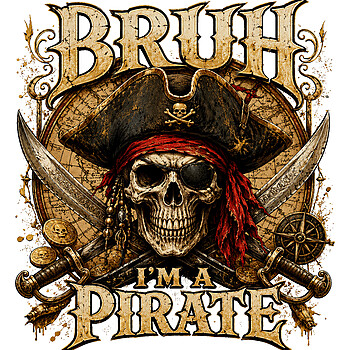 Bruh Im A Pirate PNG: Epic Vintage Skull Design